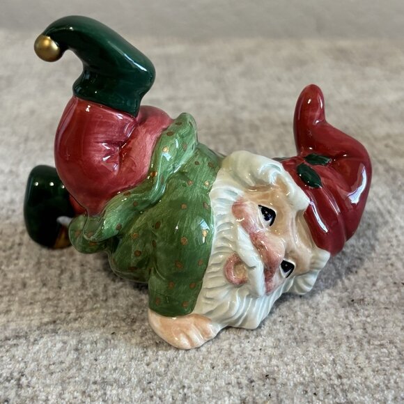 Tumbling Elves Set of 5 Santa Figurines Christmas Ceramic Decor Fitz & Floyd - Picture 5 of 10